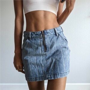 PacSun Blue and White Denim Mini Skirt